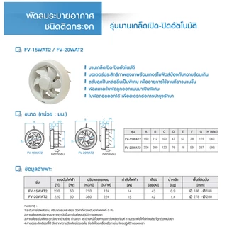 PANASONIC พัดลมระบายอากาศ ติดกระจก 8 นิ้ว รุ่น FV-20WAT2 (บานเกล็ดอัตโนมัติ)