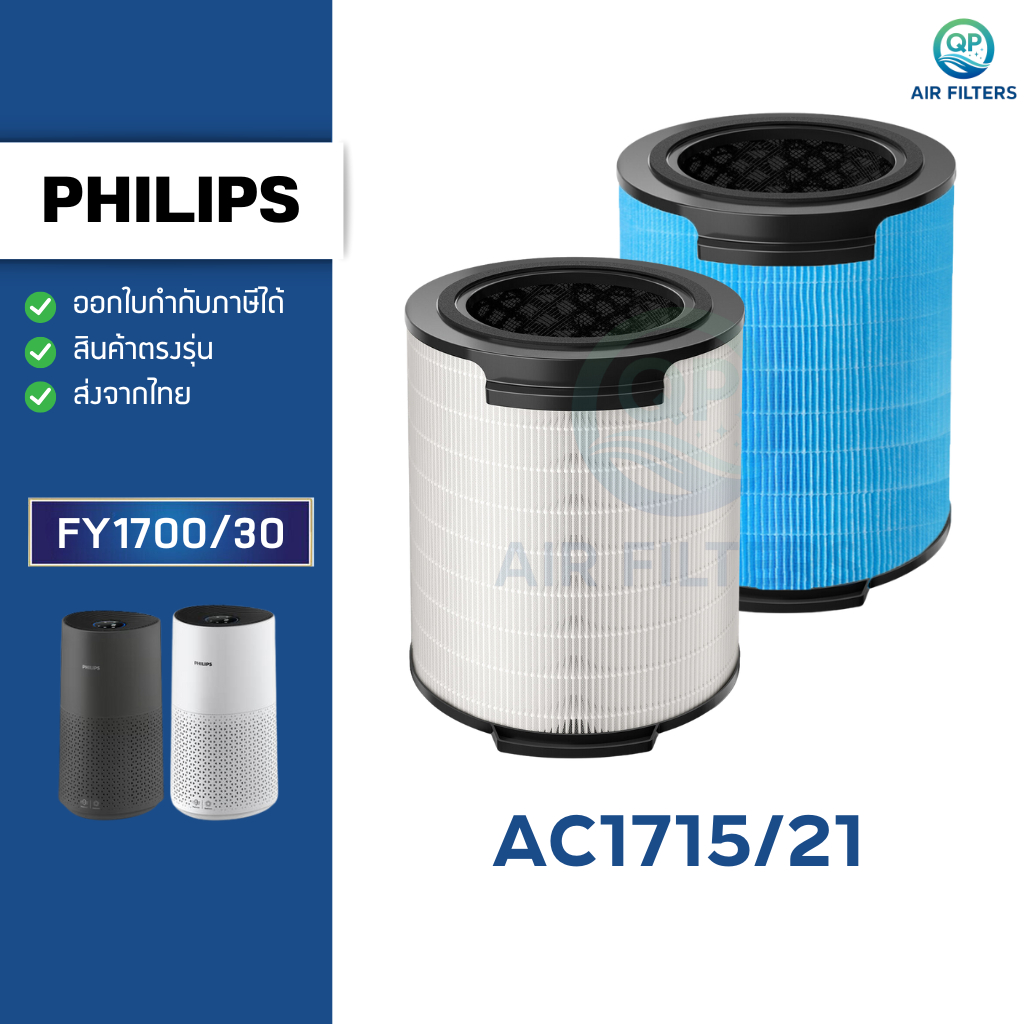 Philips ไส้กรองอากาศ AC1715/21 ไส้กรองเครื่องฟอกอากาศ FY1700/30 Air Purifier Nano Protect HEPA Filter