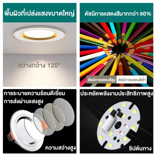 ดาวไลท์ LED เปลี่ยนได้ 3 สี ไฟเพดาน 9W/ 12W/ 15W ไฟ LED เพดาน ไฟดาวน์ไลท์