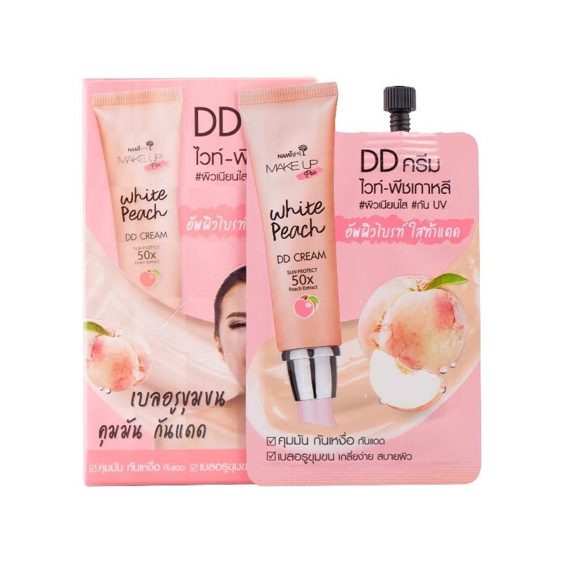 [กล่อง 6 ซอง] Nami Make Up Pro White Peach DD Cream นามิ เมคอัพโปร ไวท์ พีช ดีดีครีม