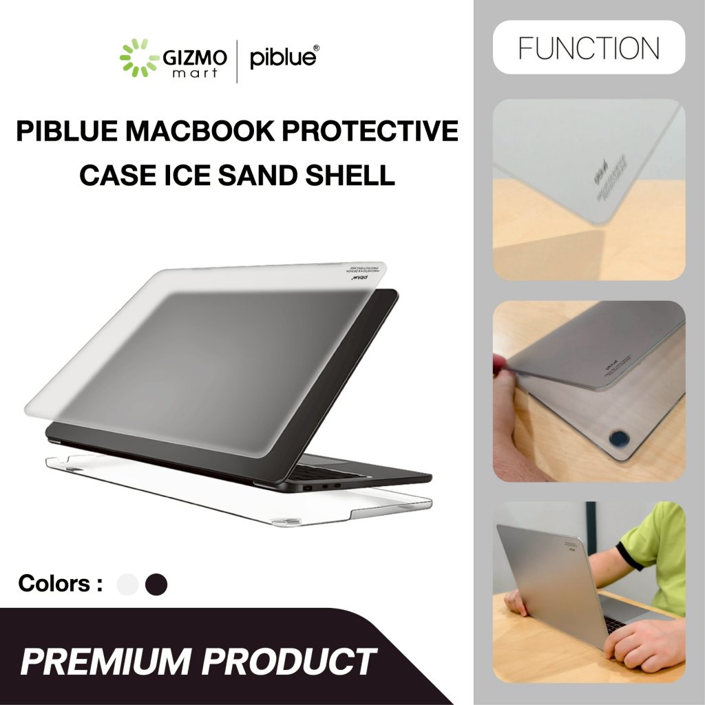 Pibule รุ่น MacBook Air 13.6 นิ้ว เคสแมคบุ๊ค แบบบางเบา ป้องกันรอบด้าน สีดำ สีใส Macbook Icesand Shel