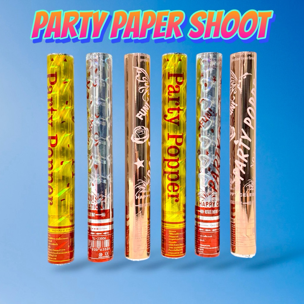 เปเปอร์ชู๊ต พลุกระดาษแบบหมุน Party Popper ยาว40cm.คละสี วันเกิด งานฉลอง