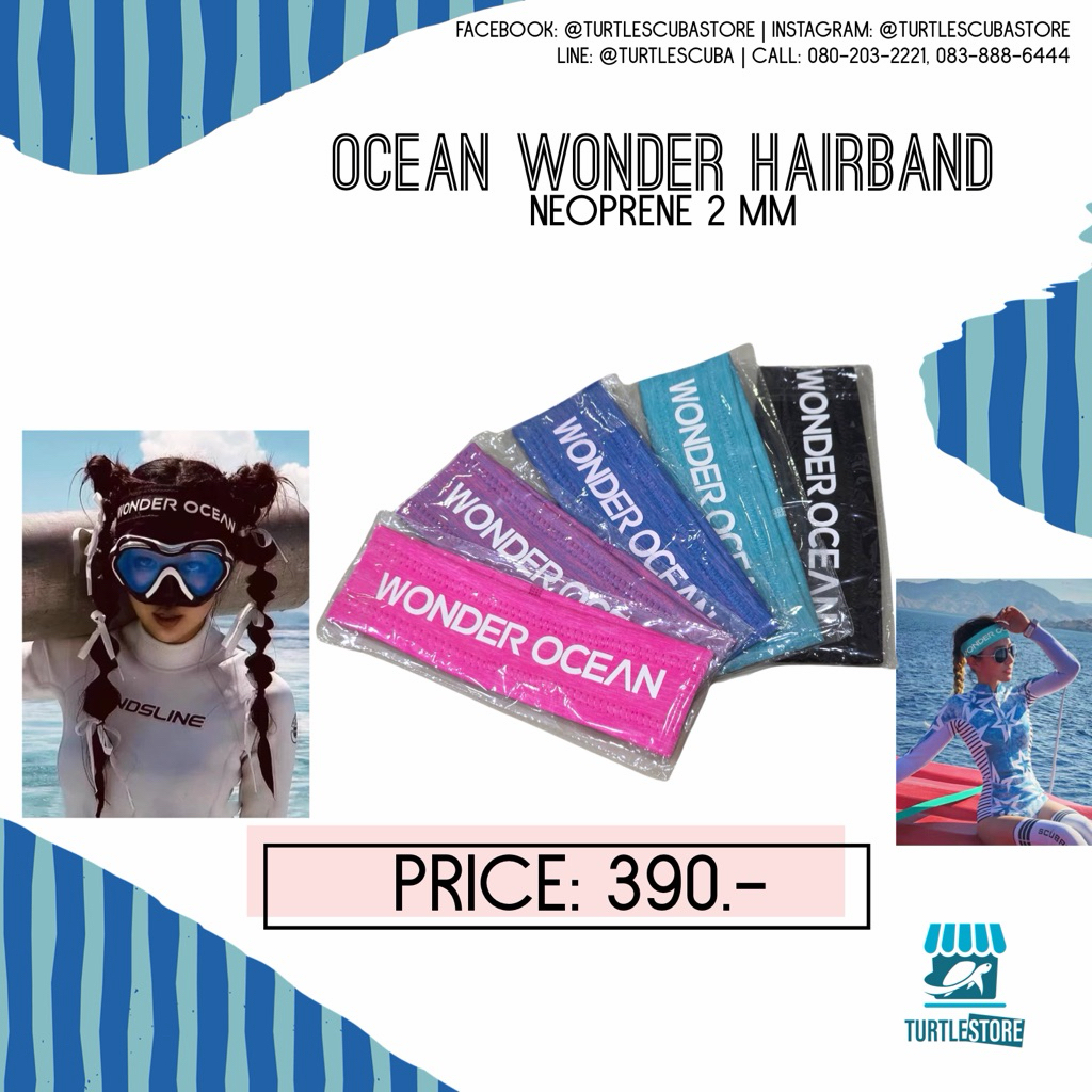 Ocean wonder hairband ที่คาดผมเนื้อผ้า Neoprene สำหรับดำน้ำ กันหนาว พร้อมส่ง