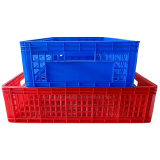 แพ็ค 5ใบ-10ใบ ประหยัดค่าส่ง ตะกร้าโปร่งทรงเตี้ย เกรดอุตสาหกรรม HDPE ใหญ่กว่า ทนกว่า #416