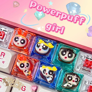 Powerpuff girl mechanical Keycap คีย์แคปพาวเวอร์พัฟเกิร์ล❤️🩵…