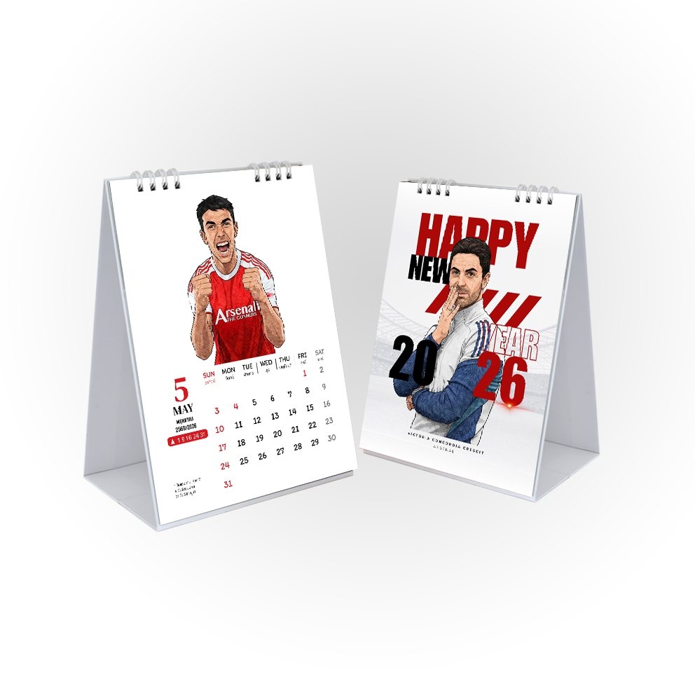 ปฏิทินการ์ตูน อาร์เซนอล ปฏิทินตั้งโต๊ะ2026 ของที่ระลึก ของขวัญปีใหม่ ทีมสโมสรอาร์เซนอล