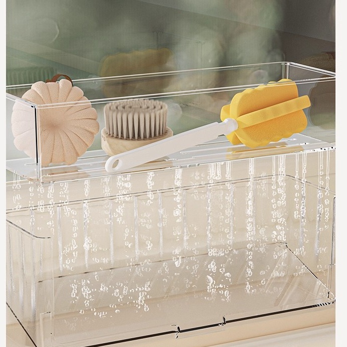 ชั้นวางอ่างล้างจานในครัว ที่วางฟองน้ํา ออกแบบให้ระบายน้ำด้านล่างได้ วางของใช้ในพื้นที่ที่โดนน้ำได้ ความจุขนาดใหญ่ - รูปที่ 5