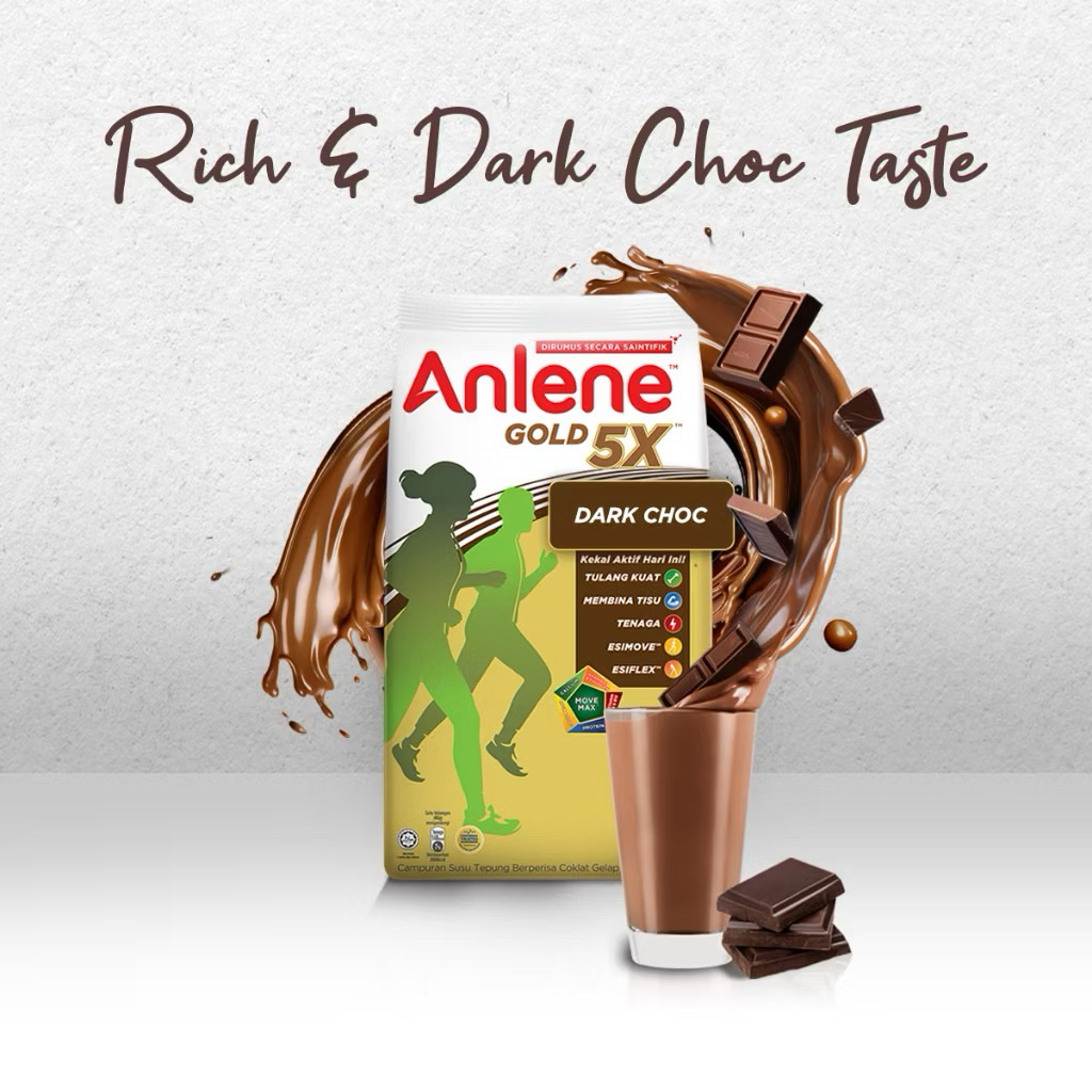 นมผง anlene gold 5x รสใหม่ ดาร์กช็อค 550กรัม