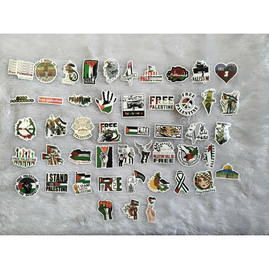 Set5 สินค้าพร้อมส่งสติกเกอร์ Free Palestine فلسطين คละไซด์ ไม่เกินฝ่ามือ มีให้เลือกหลายลายมากกว่า40ลาย
