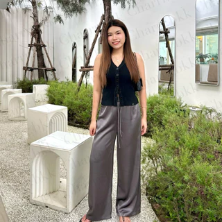 Charrr.bkk - Kelly Satin pants กางเกงขายาวผ้าซาตินทรงขากระบอก