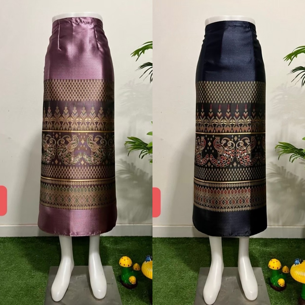 ผ้าซิ่นไหมลาวแบบป้ายตะขอ/ผ้าถุงไทยแบสั้น/แบบยาว - รูปที่ 3