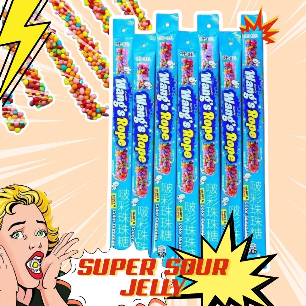 เยลลี่ Super sour jelly 1 ซอง/18 กรัม เปรี้ยวปรี๊ดดด! เยลลีแก้ง่วง แคนดี้ เคลือบเกล็ดสายรุ้ง เปรี้ยวจี๊ดจ๊าด