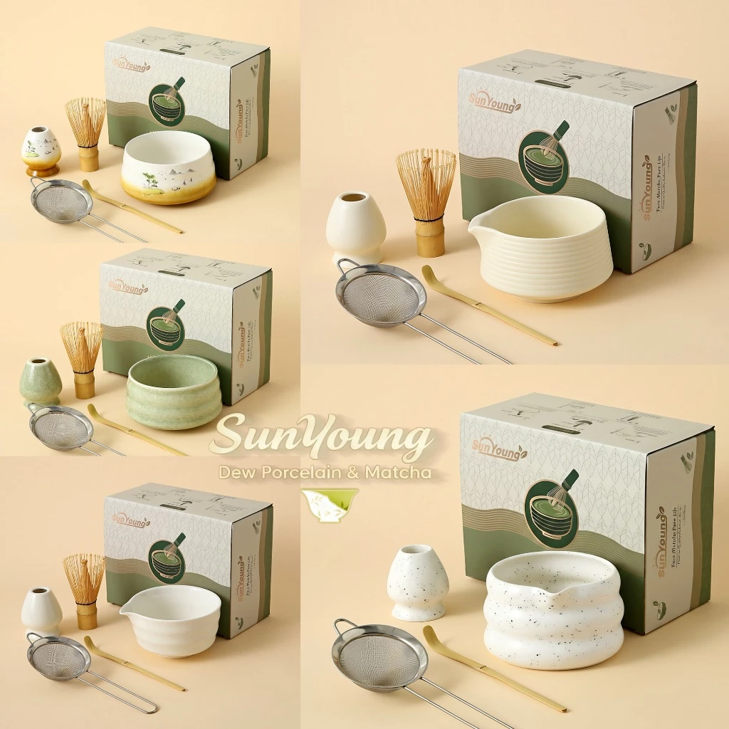 🍵ชุดชงมัทฉะ 5 ชิ้น กล่องหรู chawan matcha set bowl งานคราฟต์ระดับมาสเตอร์ จากญ✨ ถ้วยชงมัทฉะ ถ้วยชงชาเขียว แปรงชงชา