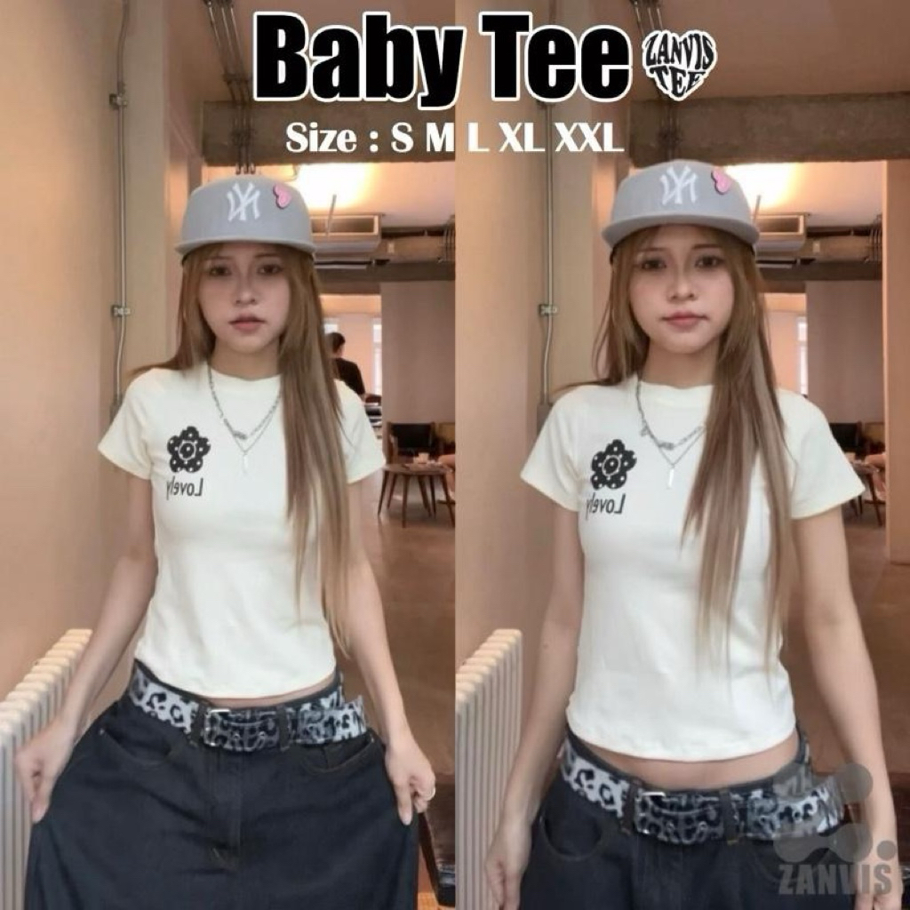 (Zanvistee)Baby Tee 5 sizeสกรีนลาย ทรงสวย เก็บทรงดูผอม ผ้าคอตตอลยูนิ เนื้อนุ่ม ใส่สบาย ยืดได้เยอะ
