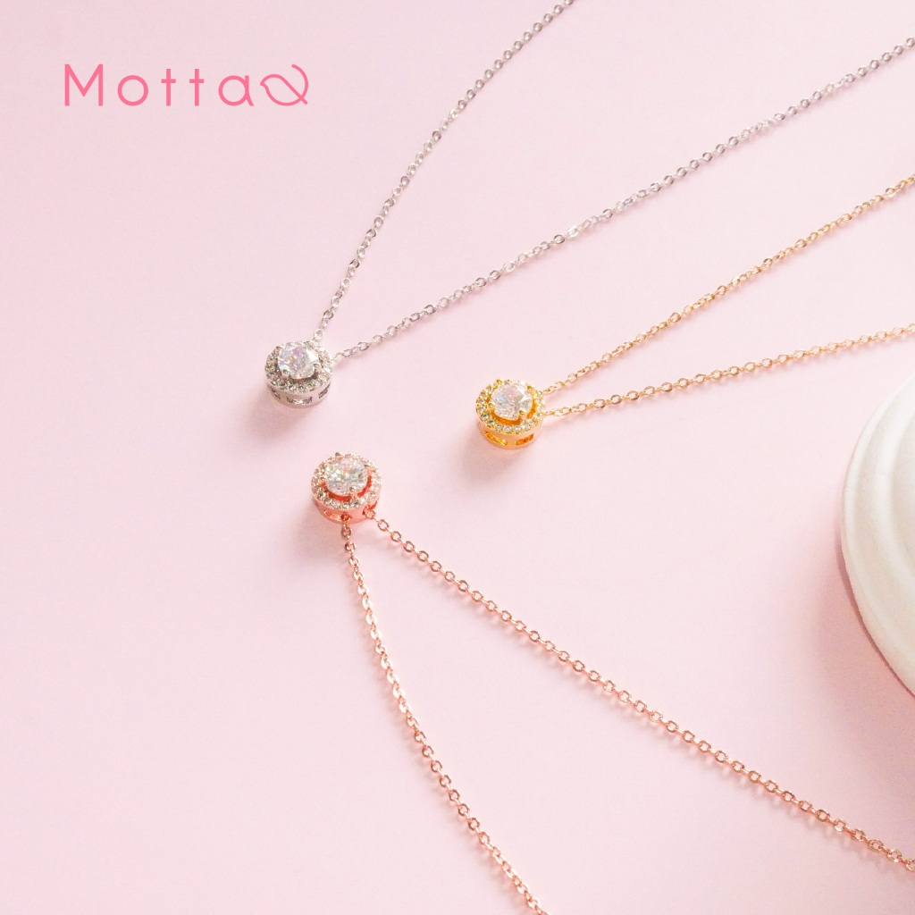 Motta Necklace สร้อยคอชุบทองคำขาว สไตล์อวกาศ และเพรชเม็ดเดียว