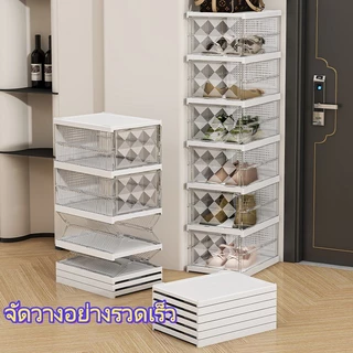 🔥Yomi🔥 storage box🔥COD กล่องวางรองเท้า พับเก็บได้ ตู้วางรองเท้า ชั้นวางรองเท้า เปิดฝาด้านหน้า กล่องรองเท้า