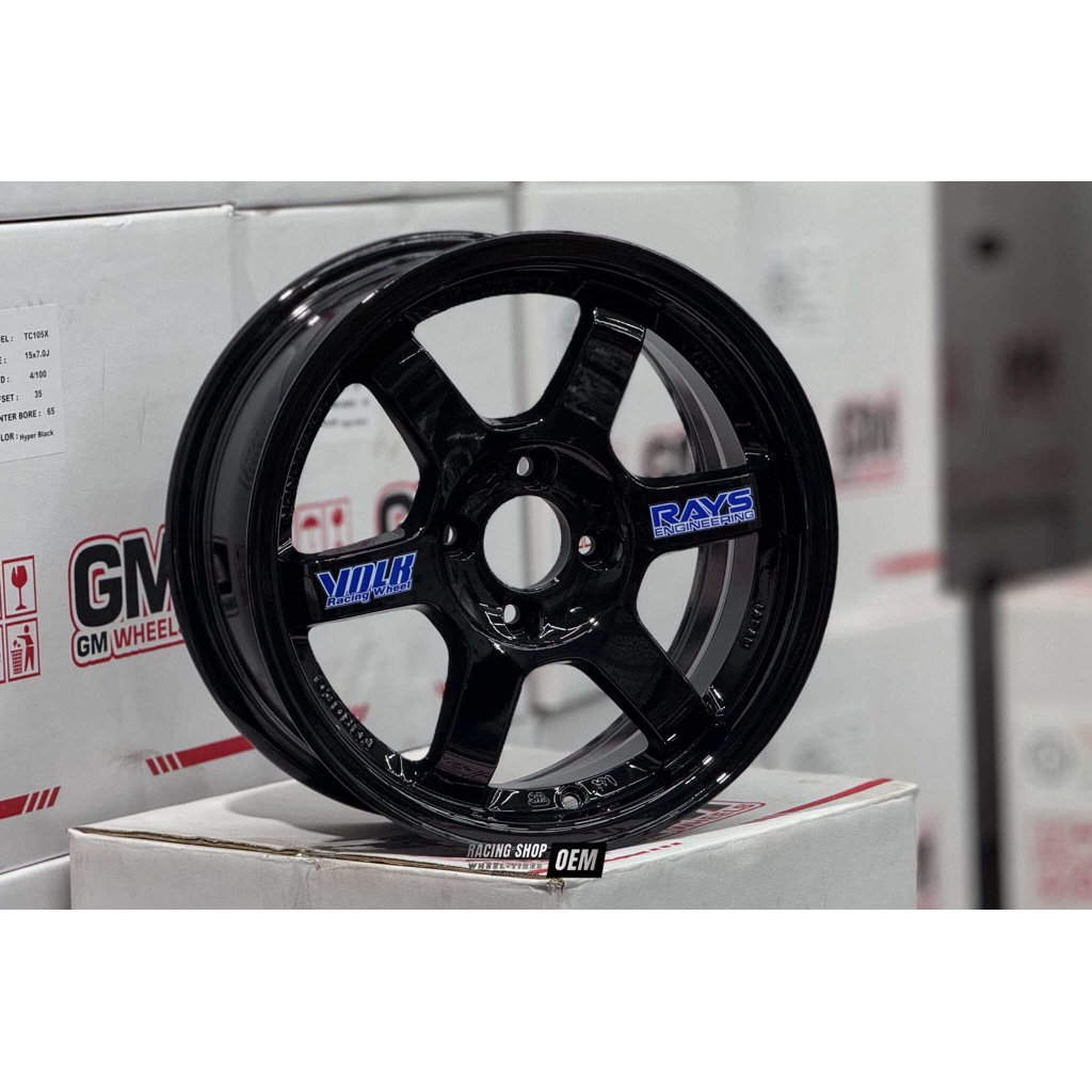 ล้อ TE37 ขอบ15“ 4รู100 สี Super Black งานเทพ