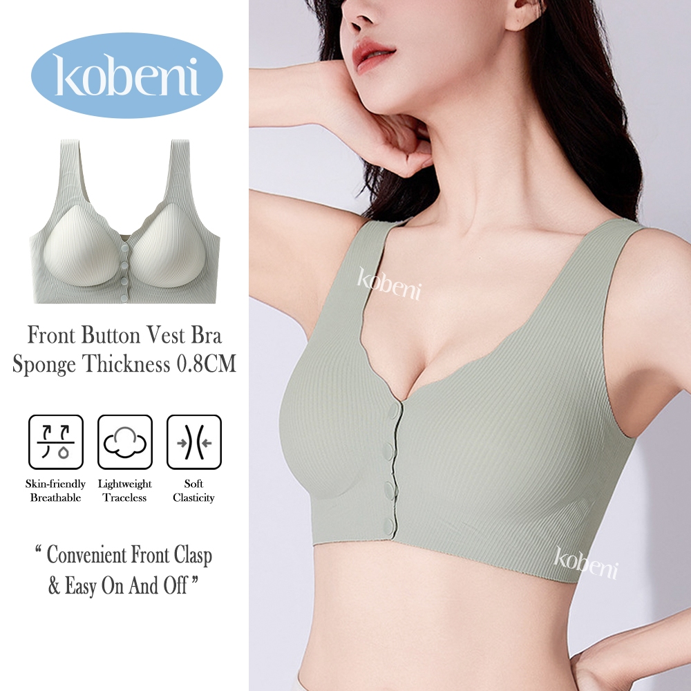 ⭐KOBENI⭐เจลลี่บราไร้โครง บราไร้ขอบ กระดุมหน้า กระดุมด้านหน้า สไตล์เสื้อกั๊ก ใส่และถอดง่าย กระชับเก็บข้าง