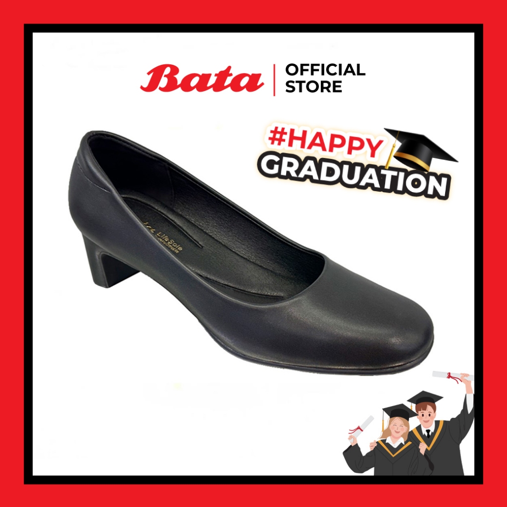 *Best Seller* Bata บาจา รองเท้าคัทชู รับปริญญา พิธีการทางการ สำหรับผู้หญิง ส้นสูง 2 นิ้ว สีดำ รหัส 6116352