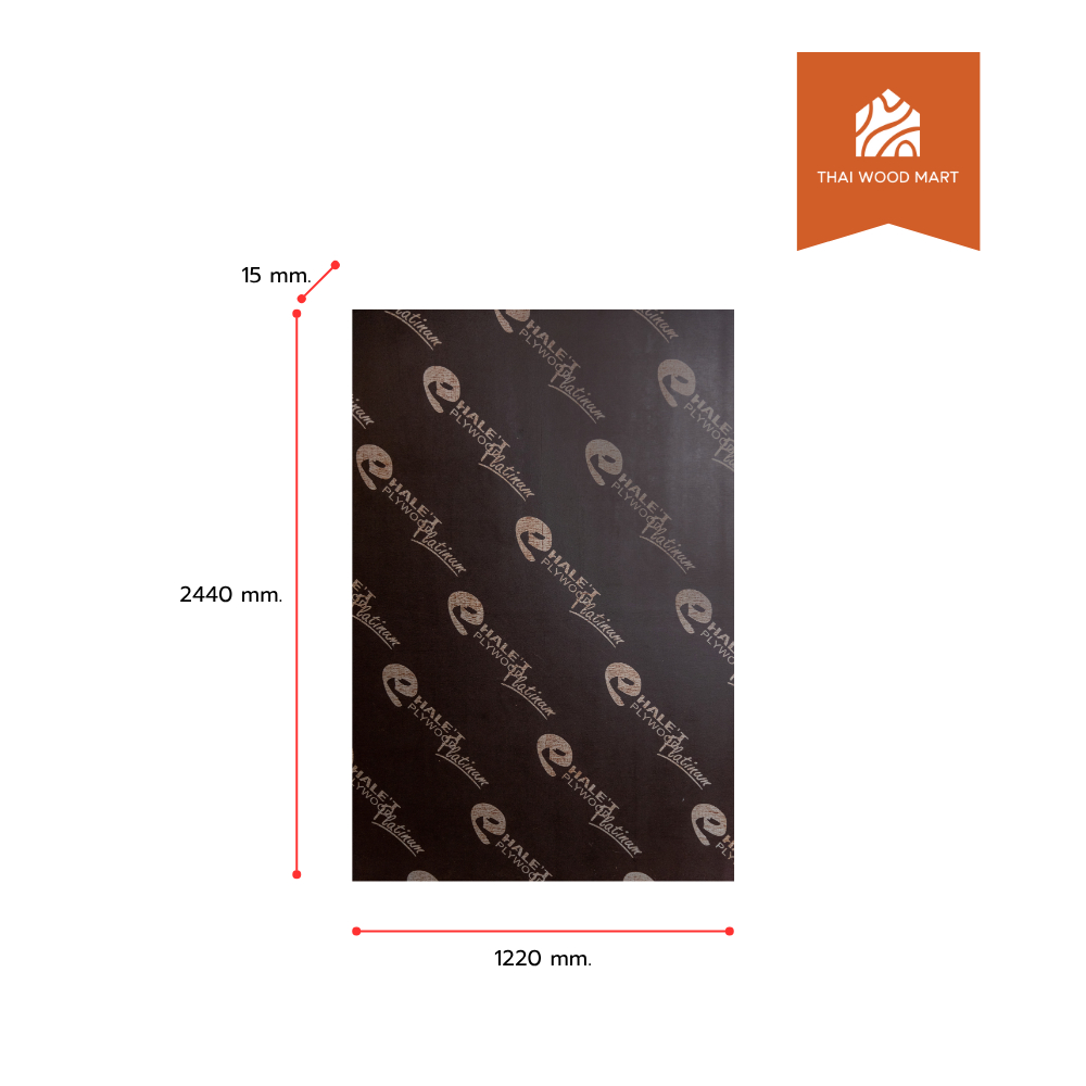 ไม้อัด แบบ ฟิล์มน้ำตาล   เกรด AAA / กันน้ำ Phenolic 15x1220x2440 (mm) -Thaiwoodmart - รูปที่ 2