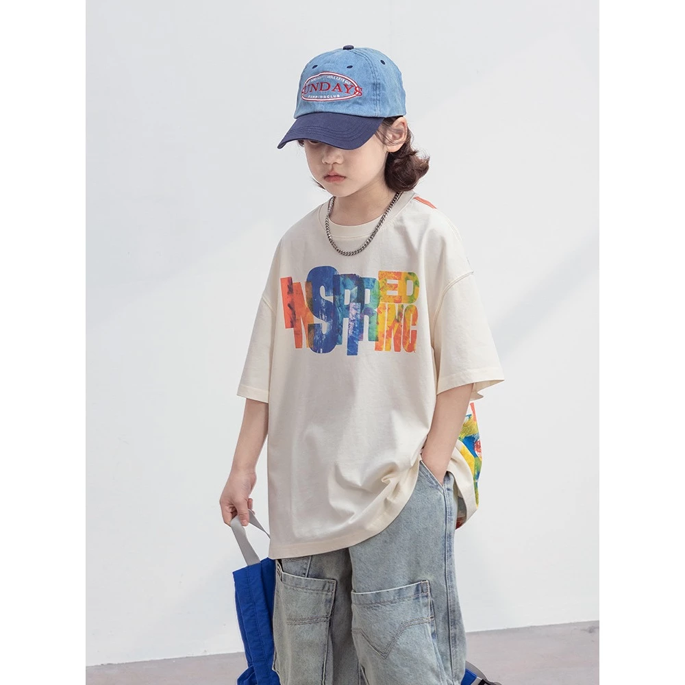 [ส่งไวจากไทย] *แค่เสื้อ* เสื้อแขนสั้นเด็กชาย เสื้อยืดคอกลมเด็กชาย ลายกรีนเท่ๆ ผ้านิ่ม ทรงโอเวอร์ไซส์ เหมาะสำหรับ 5-14 ปี