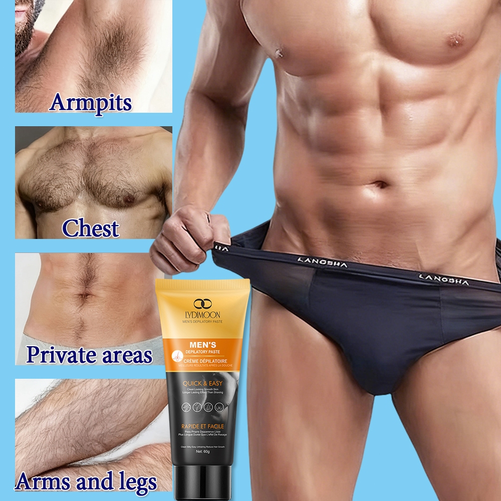LYDIMOON ครีมกำจัดขนผู้ชาย มูสกำจัดขนถาวร 60g กำจัดขนไม่เจ็บปวดสูตรอ่อนโยน แขน ขา ส่วนลับ ขนหนวด ใช้