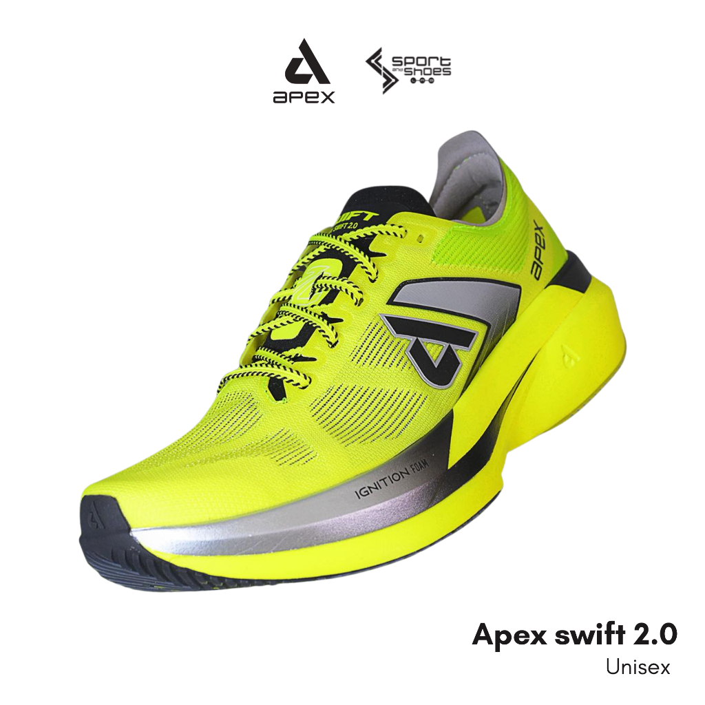 Apex swift2.0 รองเท้าวิ่ง ทำความเร็ว คาร์บอนเต็มแผ่น ( unisex ) neon yellow / black