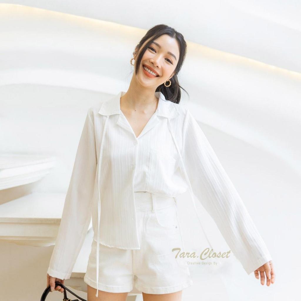 ZO051 TARA Shirt เสื้อเชิ้ต แขนยาว กระเป๋าหน้า แต่งกระเป๋าข้าง มีดีเทลสายเชือก เนื้อผ้าคอตตอน100% ทรงสวย ใส่สบาย ไม่ร้อน