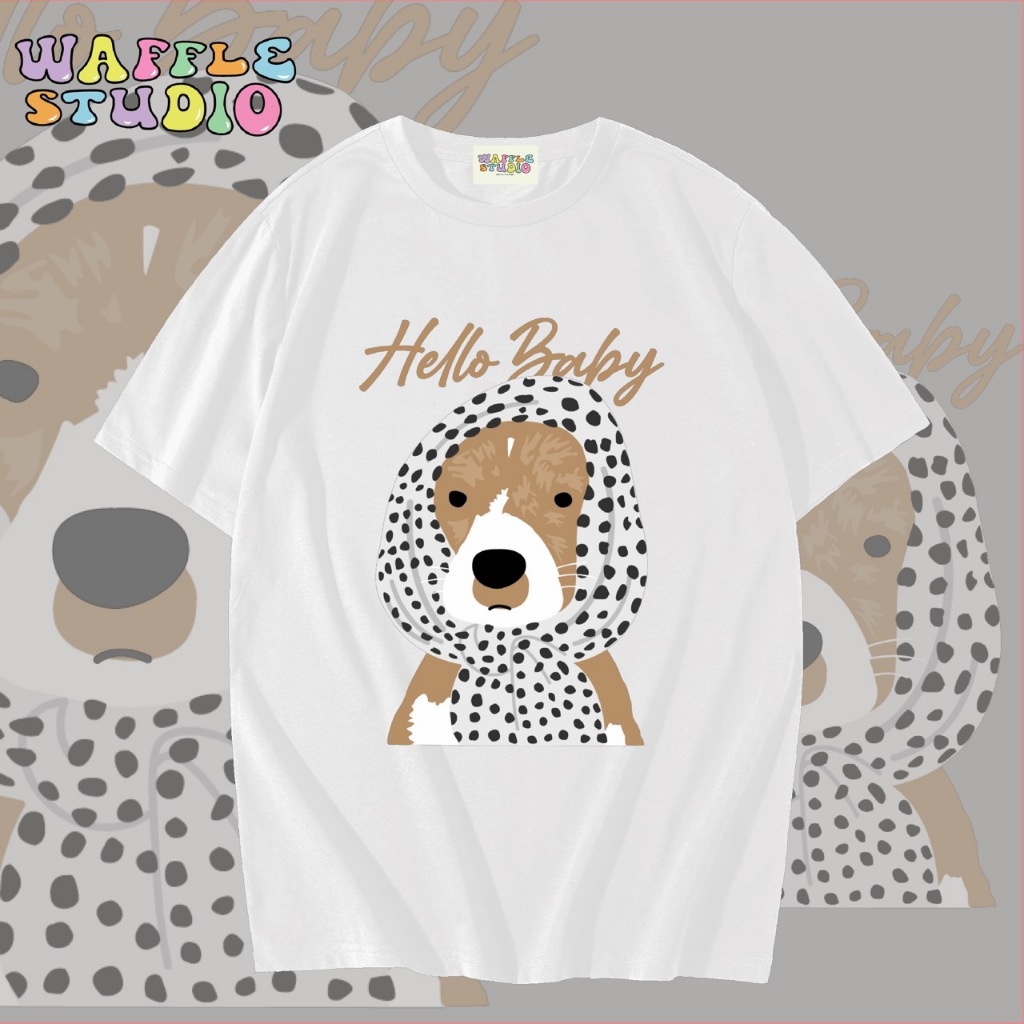 [ส่งฟรี] WS1893 เสื้อยืดโอเวอร์ไซส์ ผ้าคอตตอน 100% สไตล์เกาหลี Waffle Studio