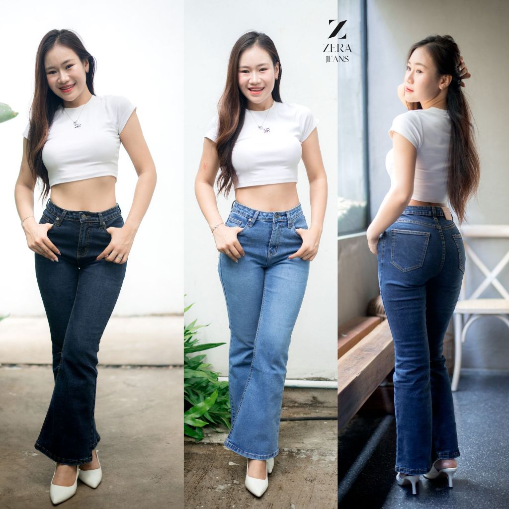Zera jeans กางเกงยีนส์ ทรงขาม้า ผ้ายืด