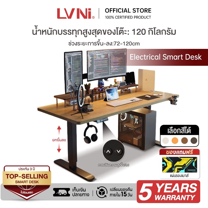 LVNI โต๊ะปรับระดับไฟฟ้า แผ่นรองโต๊ะหนัง โต๊ะคอม โต๊ะทำงานยืดหยุ่นไฟฟ้า ที่เหมาะสมต่อรูปร่างมนุษย์ ใช้ได้สำหรับการทำงาน