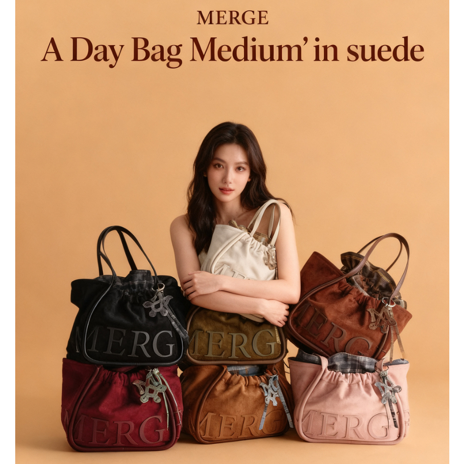 「offical」ของแท้💯MERGE featuring ‘A Day Bag Medium’ in Suede. (Limited Edition – June Only)