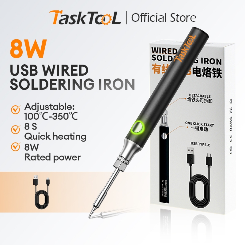 TASKTOOL หัวแร้งแบบ USB 5V ขนาดเล็กสะดวกปรับอุณหภูมิได้ชุดหัวแร้งแบบใช้มือ DIY
