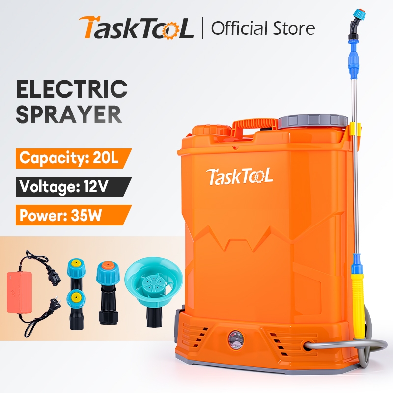 TASKTOOL เครื่องพ่นยา 20 ลิตร เครื่องพ่นยาแบตเตอรี่ ถังฉีดยา ฆ่าหญ้า รดน้ำต้นไม้ ถังฉีดพ่นยา 35W TISI STANDARD