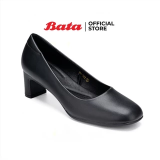 *Best Seller* Bata บาจา รองเท้าคัทชูหนัง รองเท้ารับปริญญา ทำงาน สำหรับผู้หญิง ส้นสูง 2 นิ้ว สีดำ รหัส 7516661