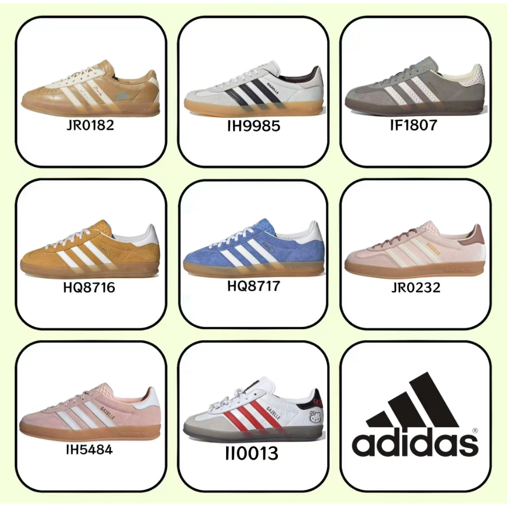 🧡ของแท้% 100🧡 adidas originals gazelle IH9985 II0013 JR0232 สีเหลือง สีน้ำเงิน สีแดง สีชมพู สีขาว