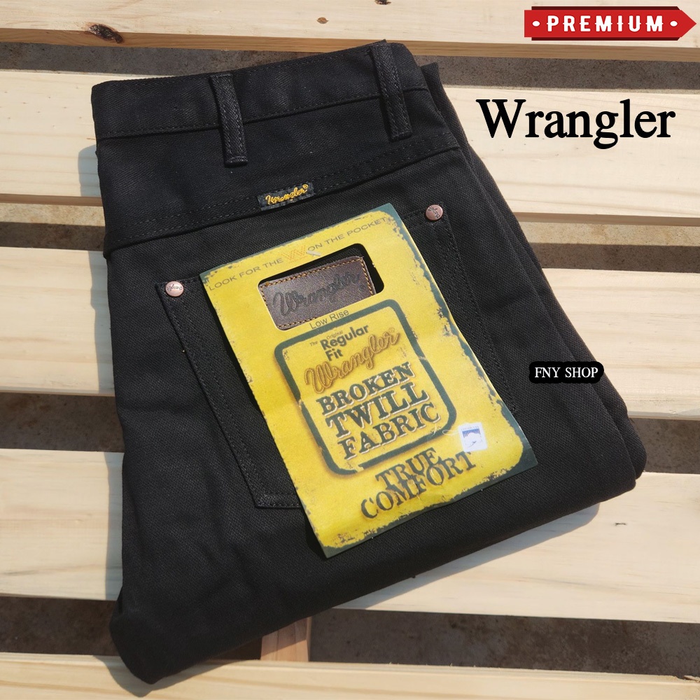 กางเกงยีนส์ผู้ชาย แรงเลอร์ Super Black Jeans สีดำเข้ม กางเกงยีนส์ทรงกระบอก กางเกงยีนส์