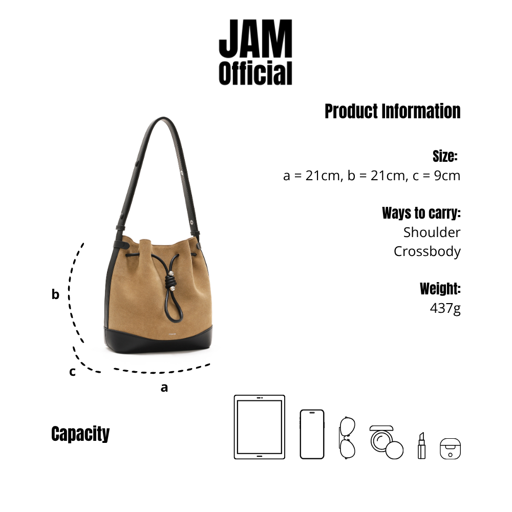 JAM | MUVA – Canele –  กระเป๋าสะพายข้าง ทรง Bucket หนังวัว ปรับเป็นครอสบอดี้ได้ ราคา ถูกที่สุด ดีลบีเคเค แกลเลอรีภาพที่ 6