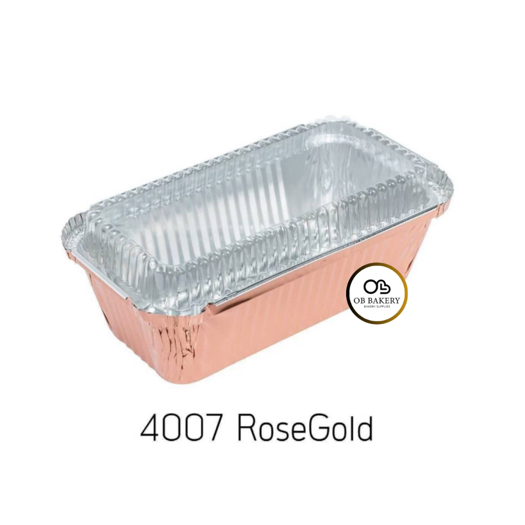 S&S ถาดฟอยล์เหลี่ยม+ฝา No.4007 Rose Gold ( 1 แพ็ค / 5 ชุด)