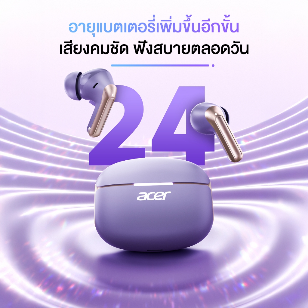 Acer  หูฟังบลูทูธไร้สาย น่ารัก สวมใส่บาย เสียงดี เบสแน่น ดูหนัง ฟังเพลงได้นาน รับประกัน18เดือนAHR155 - 3