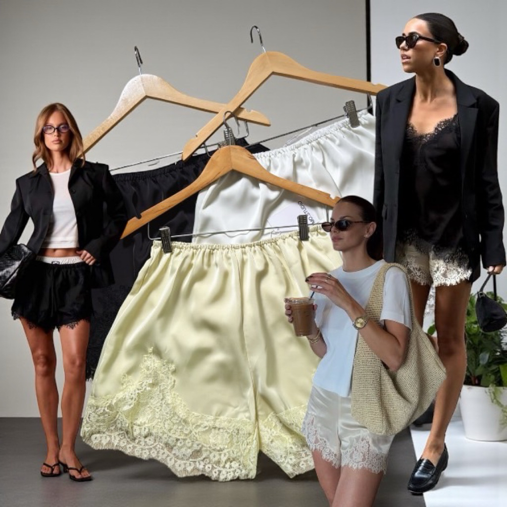 ส่งด่วน 🛵 #1383 กางเกงขาสั้นลูกไม้ซาติน เนื้อผ้าซาตินพรีเมี่ยมเนื้อสวย