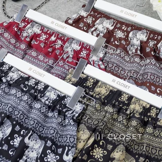 กางเกงช้าง lll Freesize lll COM027 ขาสั้น เอวยางยืด แต่งพู่ที่ปลายขา เนื้อผ้าไหมอิตาลี
