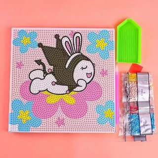 ครอสติสคริสตัล diamond painting เม็ดคริสตัลติดรูปพร้อมอุปกรณ์ ลายซานริโอ้น่ารัก คุโรมิ DIY ของเล่นเด็ก งานฝีมือฝึกสมาธิ