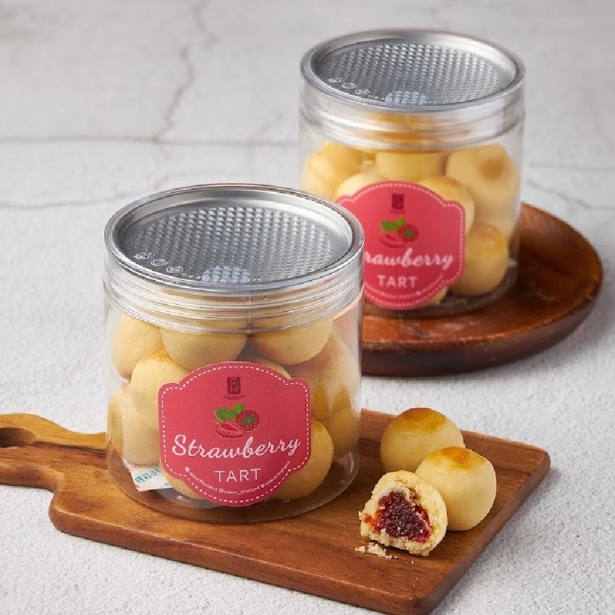 Ya Kun Singapore Cylinder Mini Strawberry Ball  Tart (มินิทาร์ตสตรอว์เบอร์รี่ทรงกลม ขนาดพอดีคำแบบกระปุก)