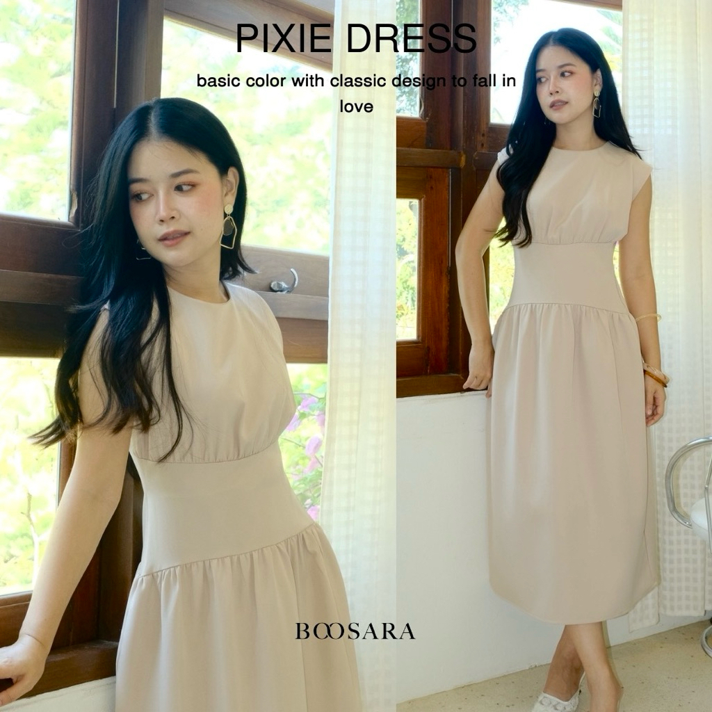 BOOSARA :  Pixie dress ชุดเดรสกระโปรงแขนกุด ใส่ออกงานได้หรือจะใส่ Summer ก็น่ารัก - BSR C.