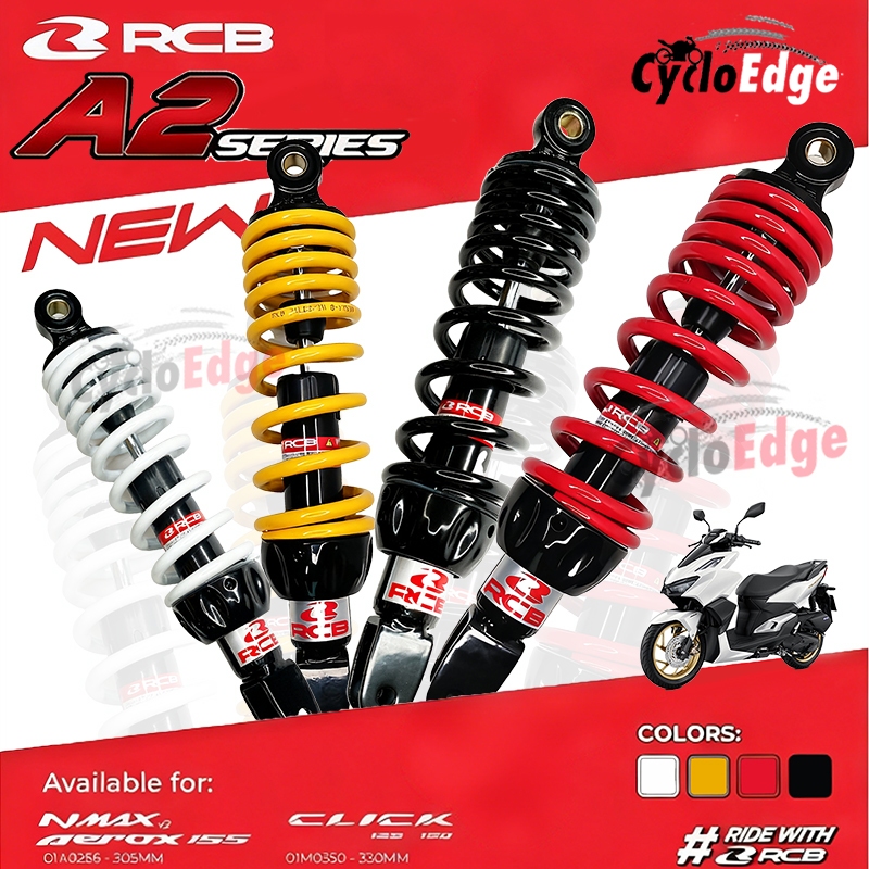 โช้คหลัง RCB A2 Series สตั๊นหลัง 295 305mm ปรับนุ่ม ใส่ Click / Vario 125 | Wave 110i/125i | Filano