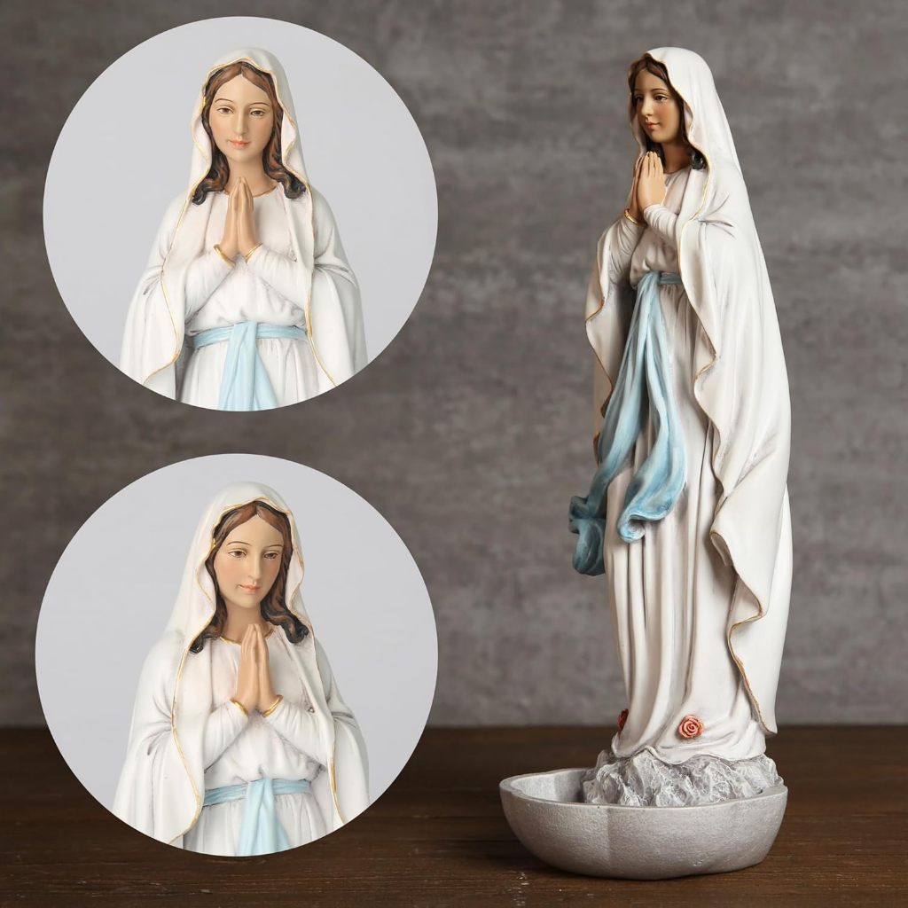 BC Catholic รูปปั้นแม่พระประจักษ์เมืองลูร์ด พร้อมฐานใส่สายประคำ/น้ำเสก สูง 10.2 นิ้ว (Multiple Color) ราคา ถูกที่สุด ดีลบีเคเค แกลเลอรีภาพที่ 2