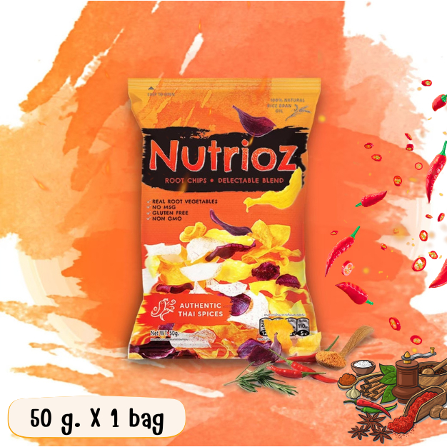 NUTRIOZ นูเทรียส - Mixed Root Chips Authentic Thai Spices Flavor (50g.) X 1 ซอง