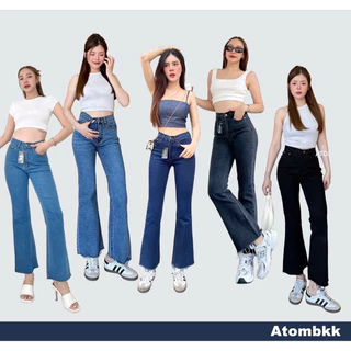 [กางเกงยีนส์ลดเพิ่ม 50% ใส่โค้ด DETSEP50 ] รหัส6601 กางเกงยีนส์ขาม้า เอวสูง ปลายรุ่ย ทีงขาม้า - กางเกงยีนส์เอวสูง