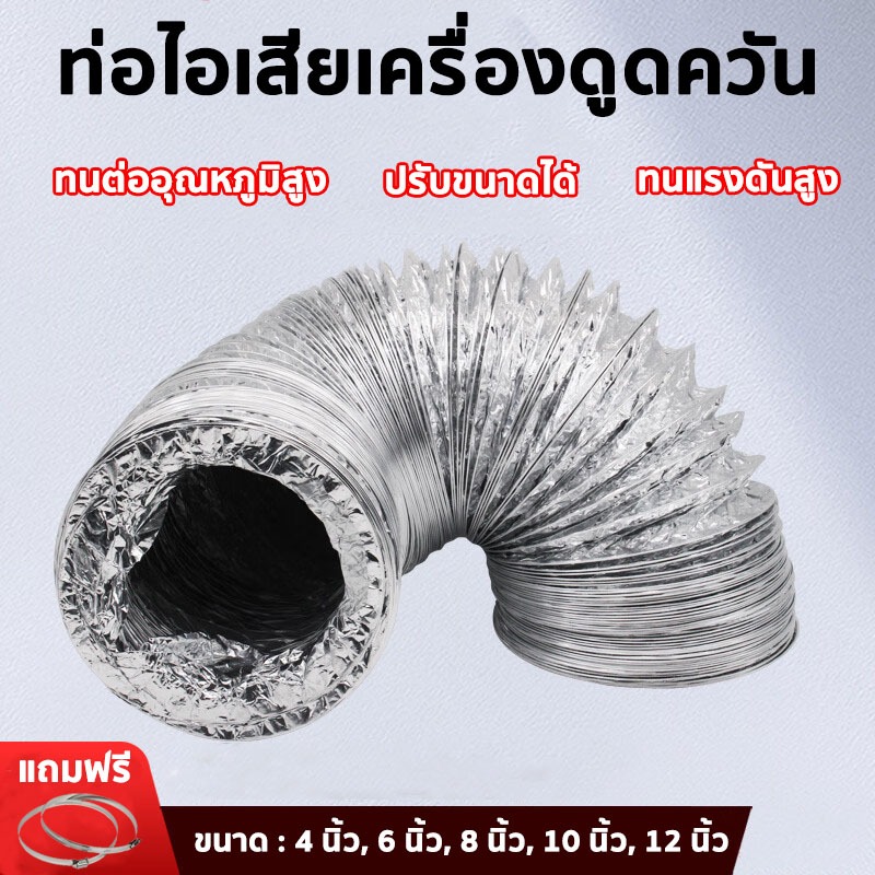 ท่อเครื่องดูดควัน ท่อลมระบายอากาศ 4/6/8/10/12นิ้ว ทนไฟ ท่อดูดควัน ท่อแอร์ ท่อลม ทนความร้อน